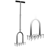 Walensee Lawn Aerator Spike Metal Manual Dethatching Soil Aerating Lawn with 15 Iron Spikes,...